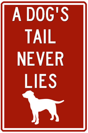 Sign - A dog's tail never lies